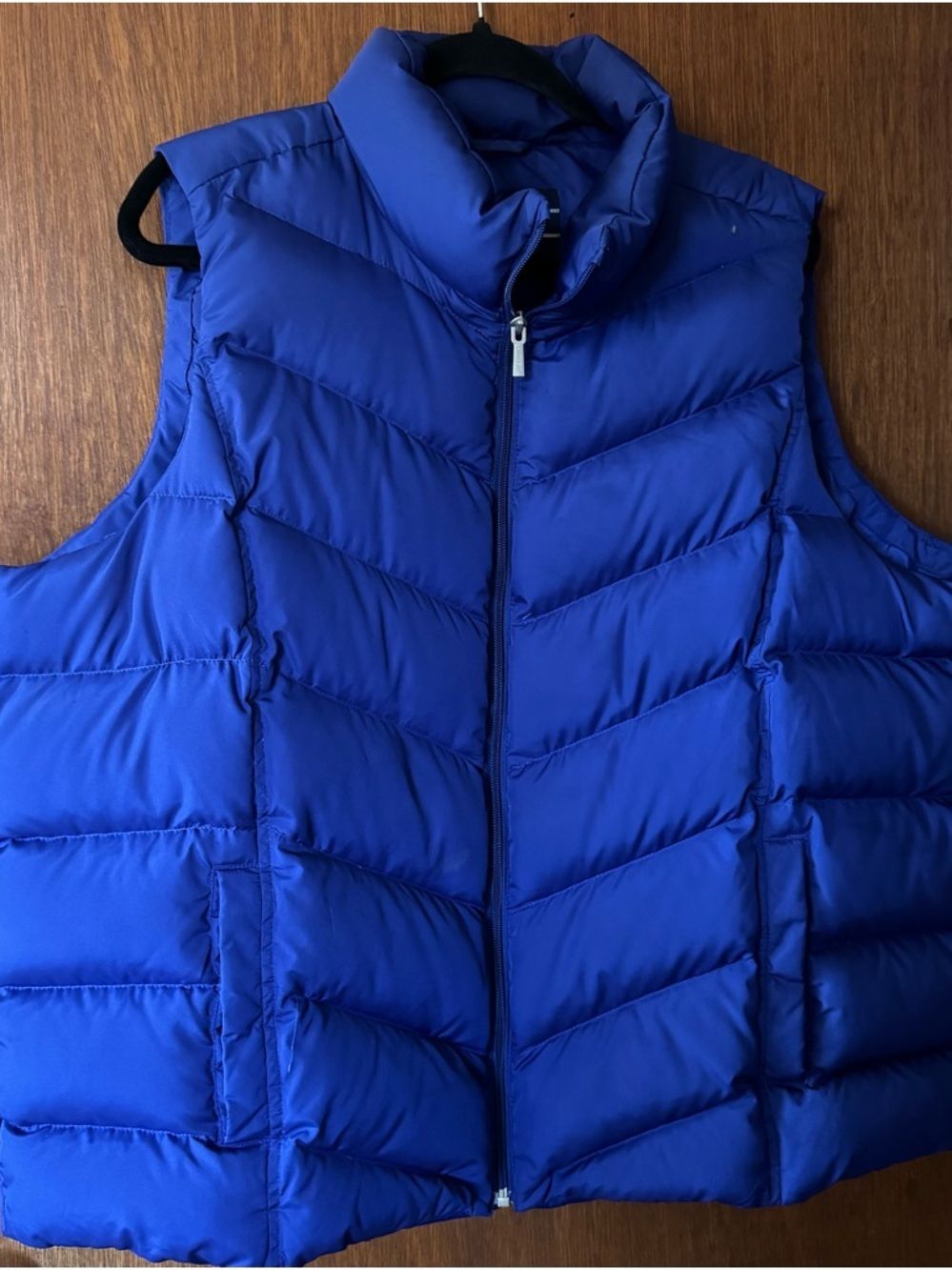 Lands End Size 2XL Blue Down Filled Full Zip Puffer Vest Outdoor Winter Travel